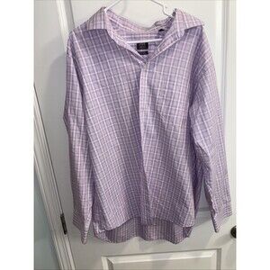 Joseph Abboud men's dress long sleeve button down shirt Lavender Plaid Sz L
